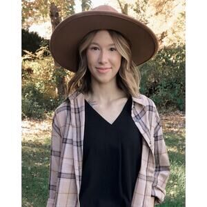 Lux Wide Brim Panama Hat- Caramel